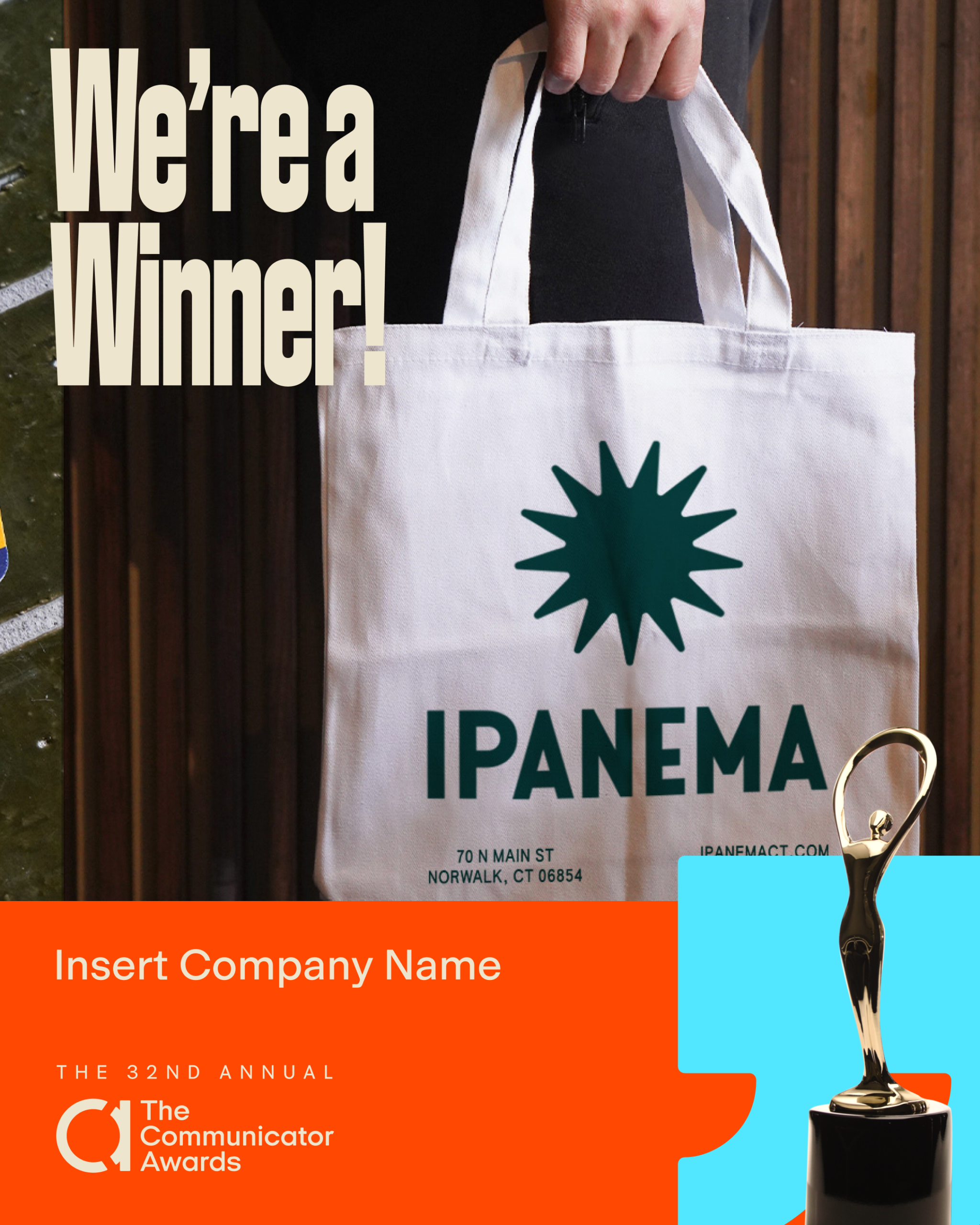 "We're a Winner" Customizable Badge (Orange)