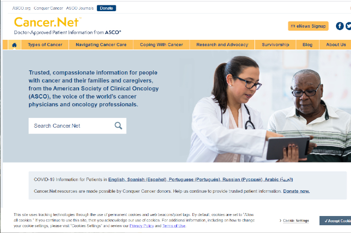 Cancer.Net Website by American Society of Clinical Oncology