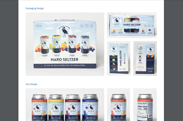 Central Waters Brewing Hard Seltzer Packaging by Blue Door Consulting