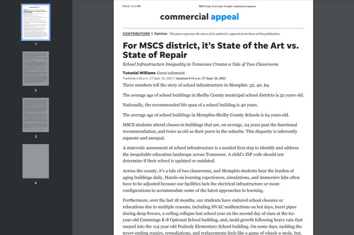 For MSCS district, it's State of the Art vs.State of Repair by Memphis-Shelby County Schools