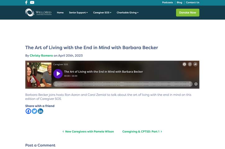 Caregiver SOS - Barbara Becker, Living with the End in Mind by WellMed Medical Management