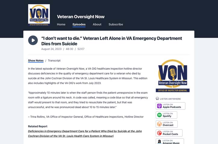 “I don’t want to die.” Veteran Left Alone in VA Emergency Department Dies from Suicide by Veterans Affairs Office of Inspector General