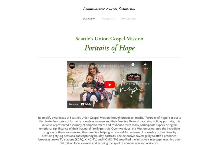 Portraits of Hope by Seattle's Union Gospel Mission