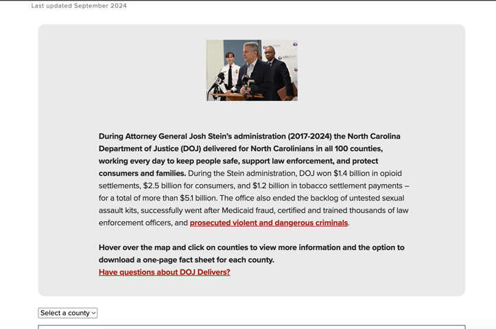 NC DOJ Delivers by AndiSites Inc.