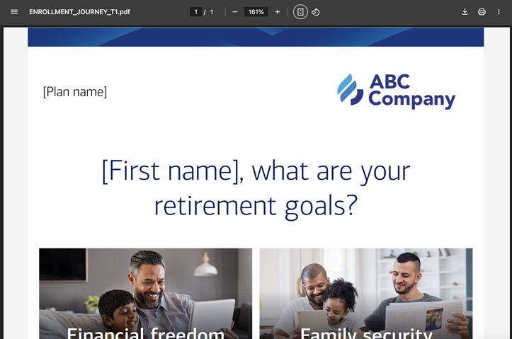401(k) Enrollment journey email campaign Touches 1-6 by Bank of America