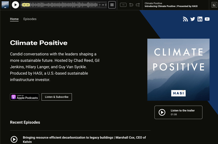 Conversations with Climate Solutionists – The Climate Positive Podcast – (Produced by HASI, America’s premier climate investment firm) by HASI