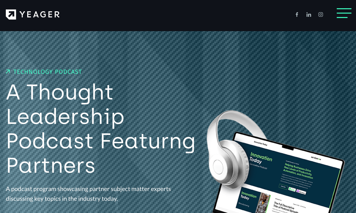 ServiceNow Innovation Today Podcast Series by Yeager Marketing