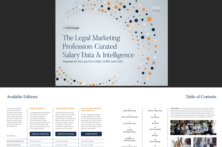 The Legal Marketing Profession: Curated Salary Data & Intelligence Intended for the Law Firm CMO, CHRO, and COO by 312 Advisors