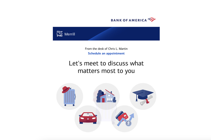 Let's meet to discuss what matters to you email by Bank of America