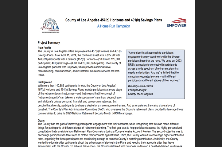 2023 County of Los Angeles National Retirement Security Month by Empower