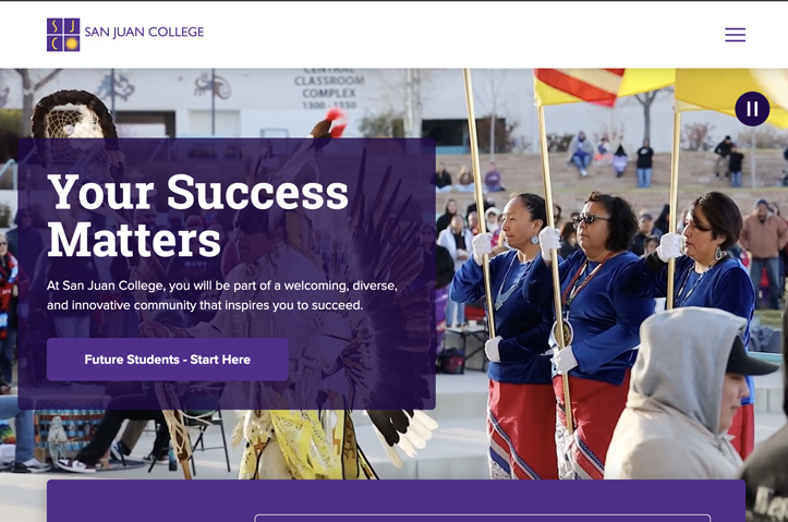 San Juan College Website: Modern Design, Intuitive Navigation, Student-Centric Focus by San Juan College