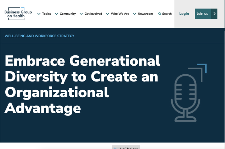 Embrace Generational Diversity to Create an Organizational Advantage by Business Group on Health