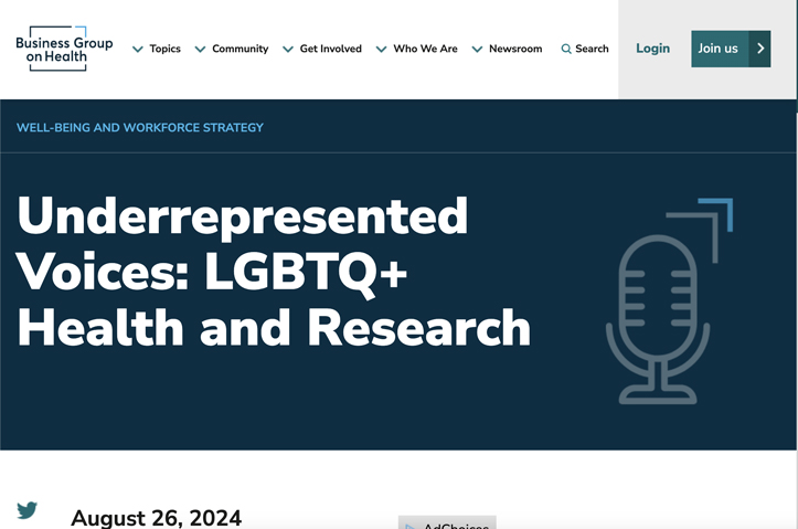 Underrepresented Voices: LGBTQ+ Health and Research by Business Group on Health