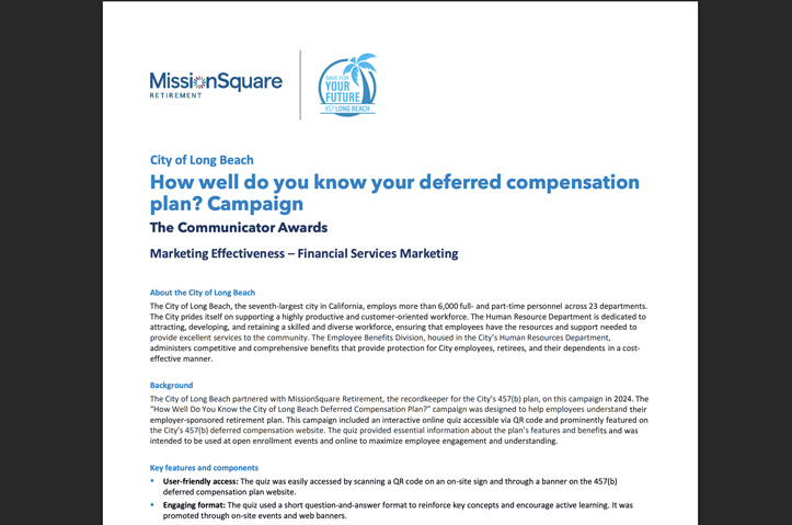 City of Long Beach - How well do you know your deferred compensation plan? by MissionSquare
