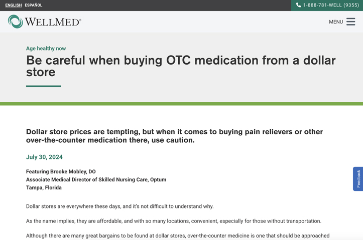 Be careful when buying OTC medication from a dollar store by WellMed Medical Management