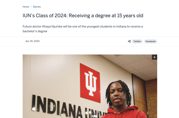 Academic Prodigy: Khaya Njumbe Graduates College at 15 by Indiana University Northwest