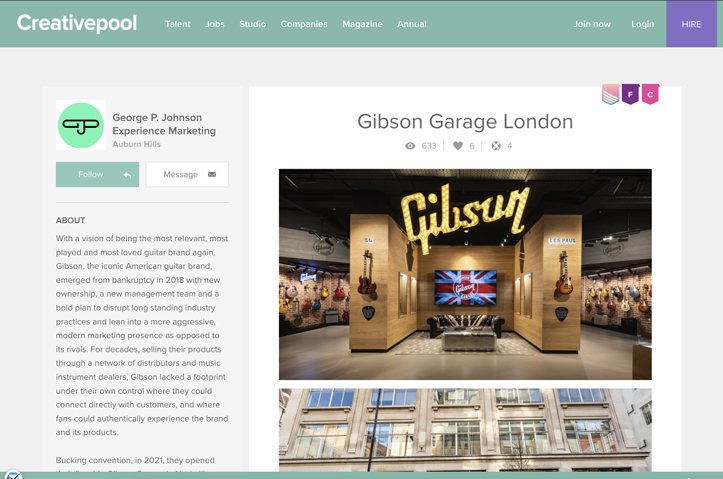 Gibson Garage London by George P. Johnson Experience Marketing