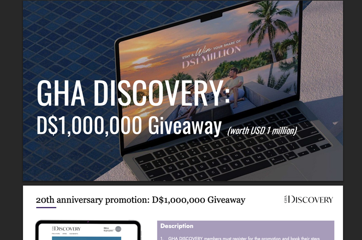 GHA DISCOVERY D$1,000,000 Giveaway by Global Hotel Alliance