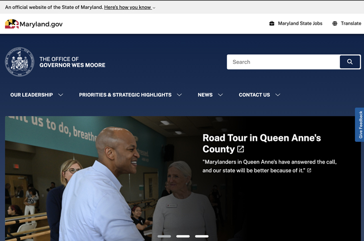 Maryland Governor Website by Tyler Technologies