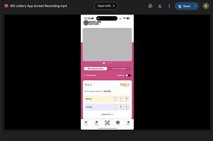 Maryland Lottery App by Mindgrub Technologies