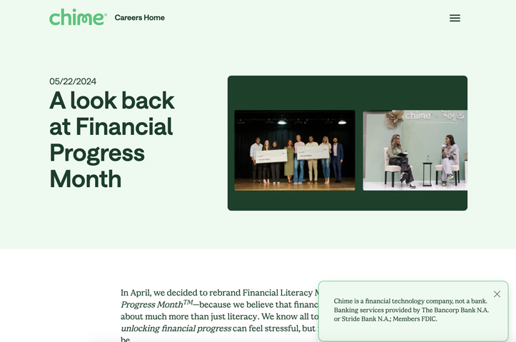 Chime: Financial Progress Month by Values Partnerships