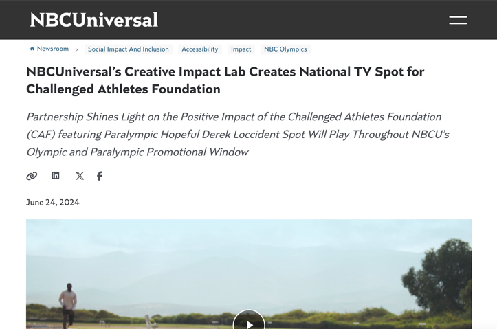 NBCUniversal Creative Impact Lab: Challenged Athletes Foundation by NBCUniversal