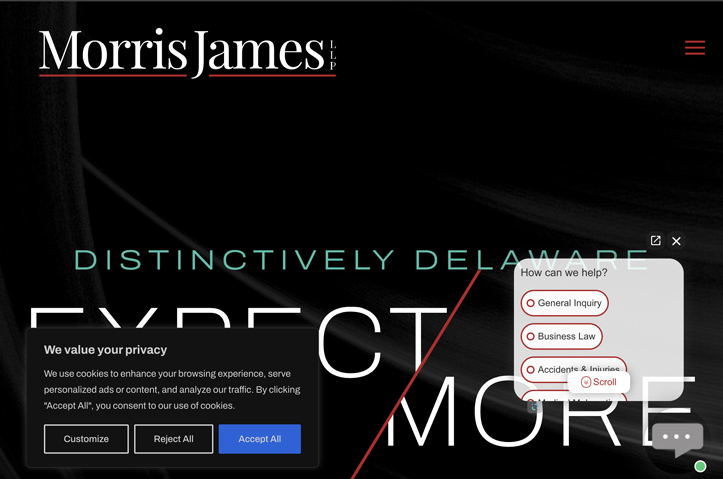 Morris James LLP Law Firm Website by Legal Internet Solutions Incorporated