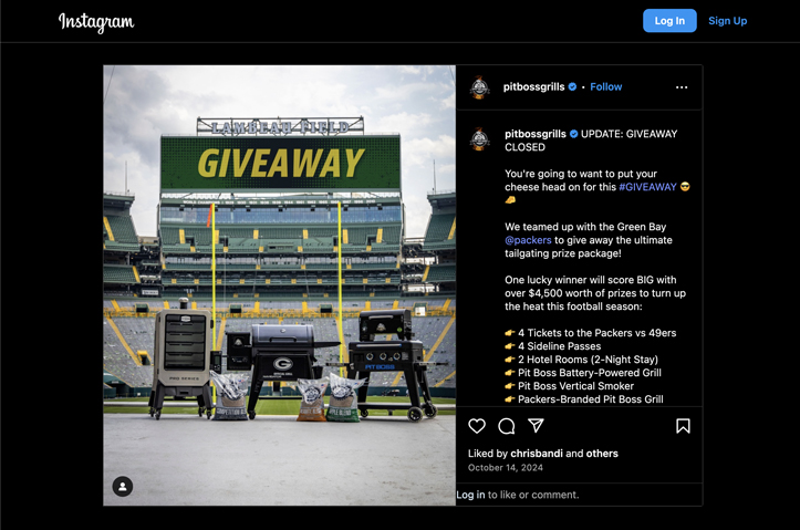 Pit Boss x Packers Tailgate Sweepstakes by W.C. Bradley