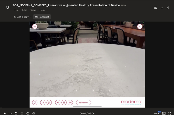MODERNA Augmented Reality Presentation of Device by Confideo