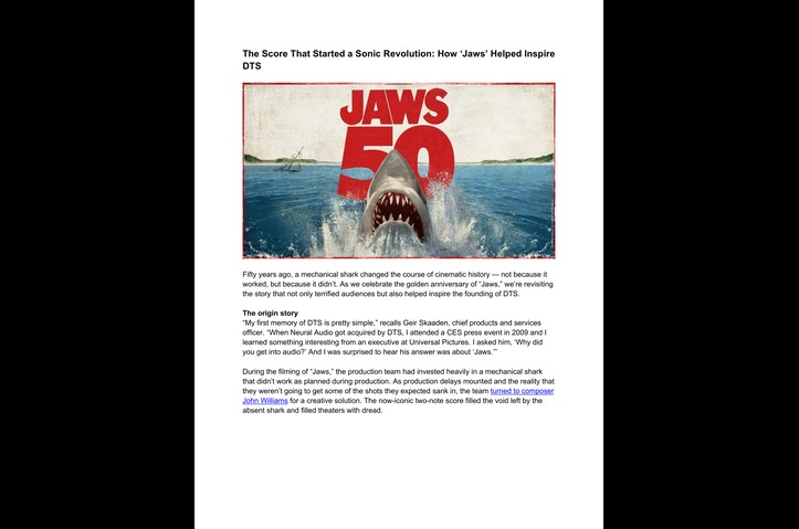 Xperi Internal Article: Jaws 50th Anniversary by Xperi Inc.