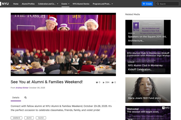 See You at Alumni & Families Weekend! by New York University