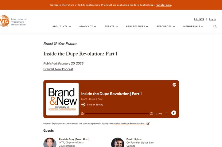 Inside the Dupe Revolution by International Trademark Association (INTA)