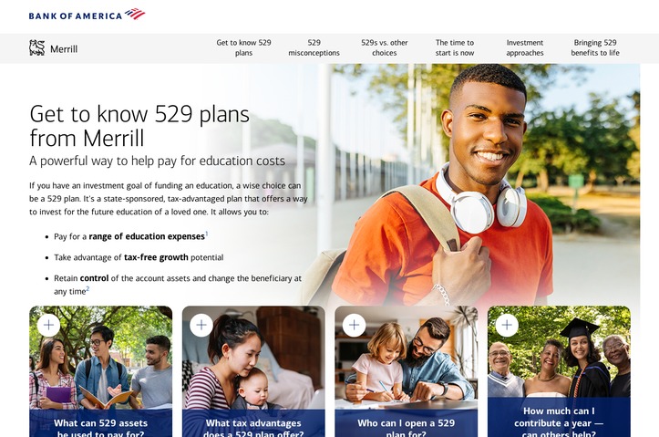 Get to know 529 plans from Merrill microsite by Bank of America