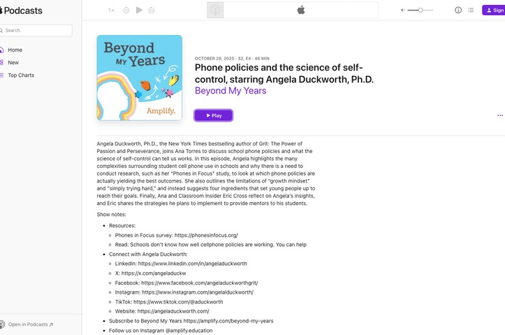 Phone policies and the science of self-control, with Angela Duckworth, Ph.D. by Amplify Education