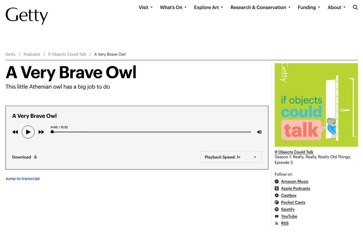 If Objects Could Talk, A Very Brave Owl by J. Paul Getty Trust