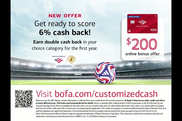 Get Ready to Score  Customized Cash Rewards Offer by Bank of America