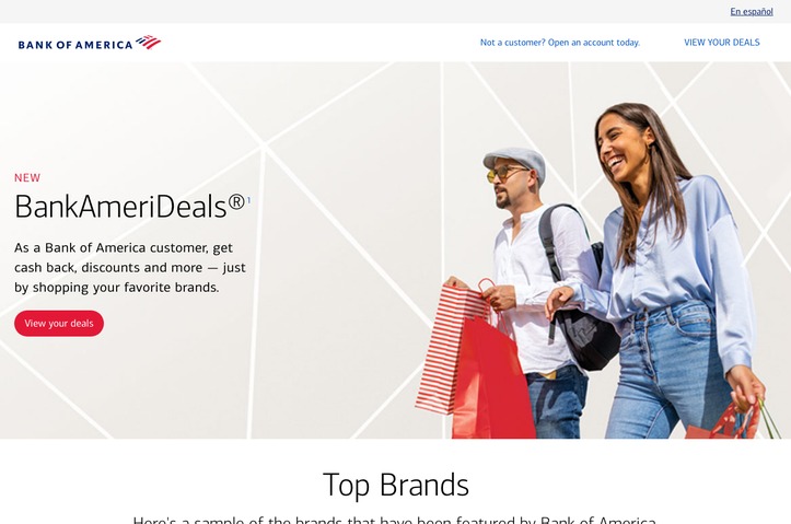 BankAmeriDeals landing page by Bank of America
