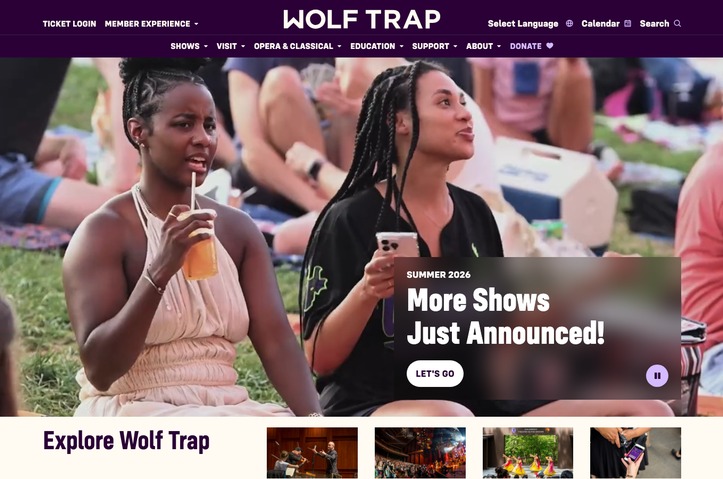 Unifying Wolf Trap’s Digital Experience through a Comprehensive Redesign by Adage Technologies