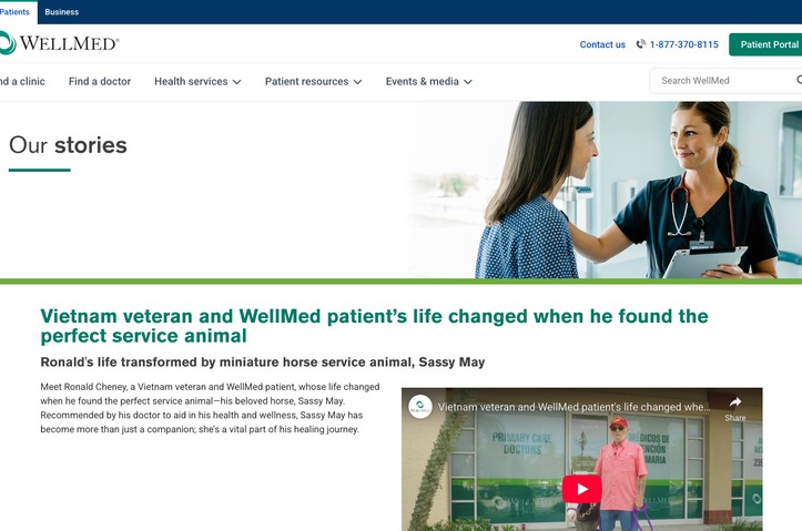 Choosing WellMed makes horse-sense for Vietnam veteran and unusual support animal by WellMed Medical Management