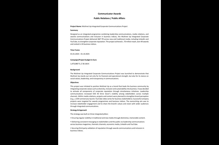 Multinet Up Integrated Corporate Communications Project by Canvas Communications & Consultancy