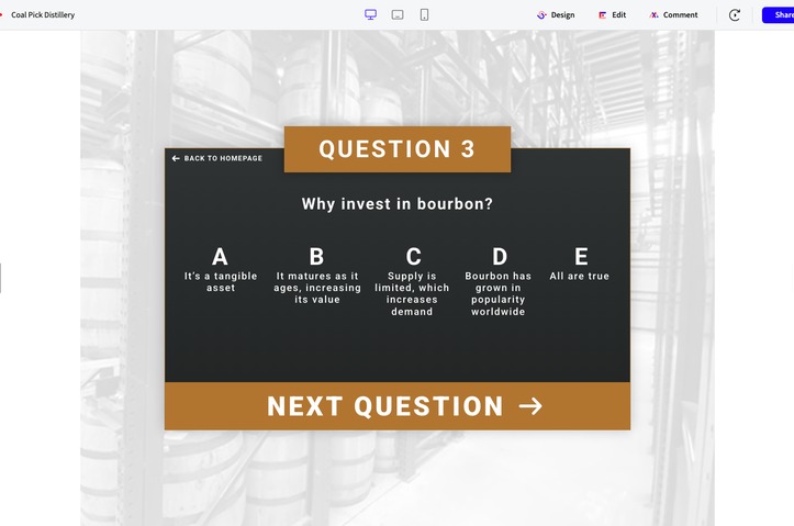 Coal Pick Distillery Quiz by Brand Ave. Studios