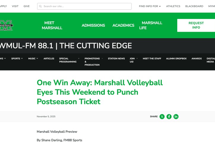 One More Win: Marshall Volleyball Eyes This Weekend to Punch Postseason Ticket by WMUL