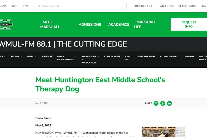 Meet Huntington East Middle School’s Therapy Dog by WMUL