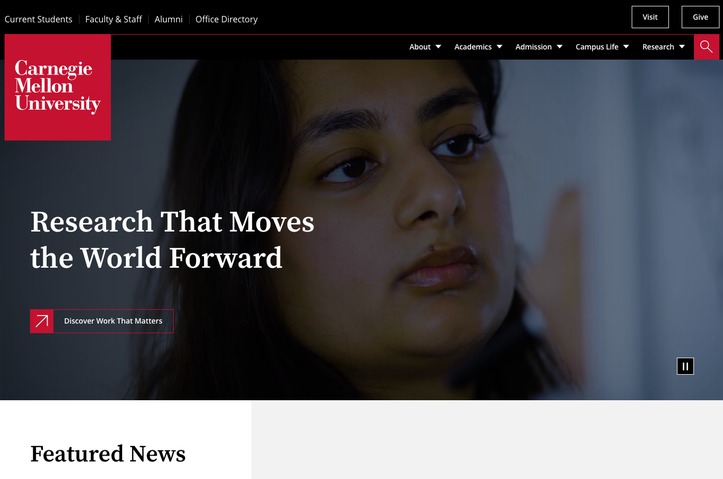 Carnegie Mellon University Website Redesign by Carnegie
