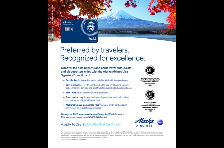 Alaska Airlines Global Traveler Magazine Full Page by Bank of America