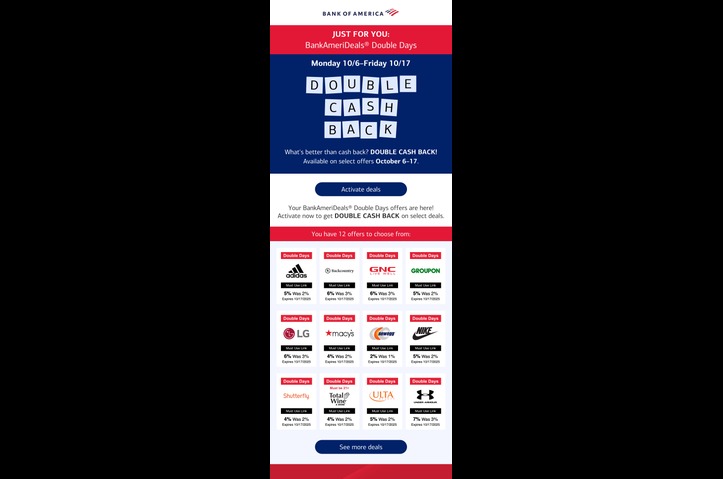 BankAmeriDeals Double Deals Email by Bank of America