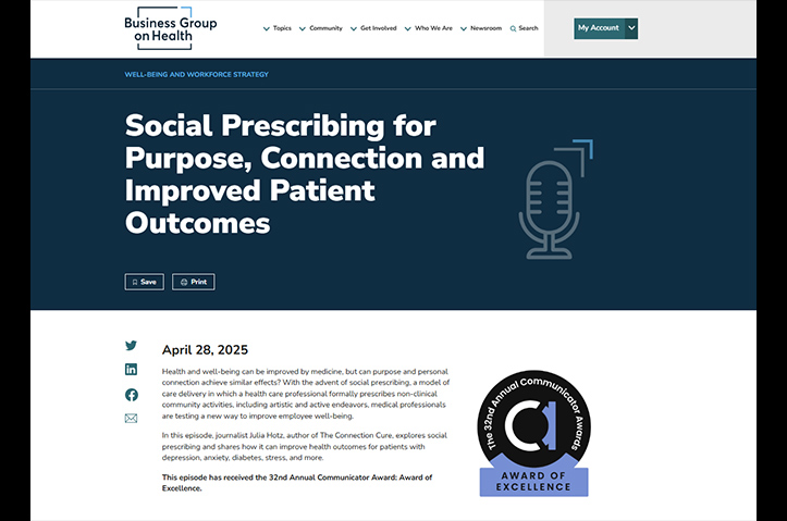 Social Prescribing for Purpose, Connection and Improved Patient Outcomes by Business Group on Health