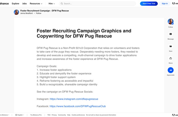 Foster Recruitment Campaign for DFW Pug Rescue by DFW Pug Rescue