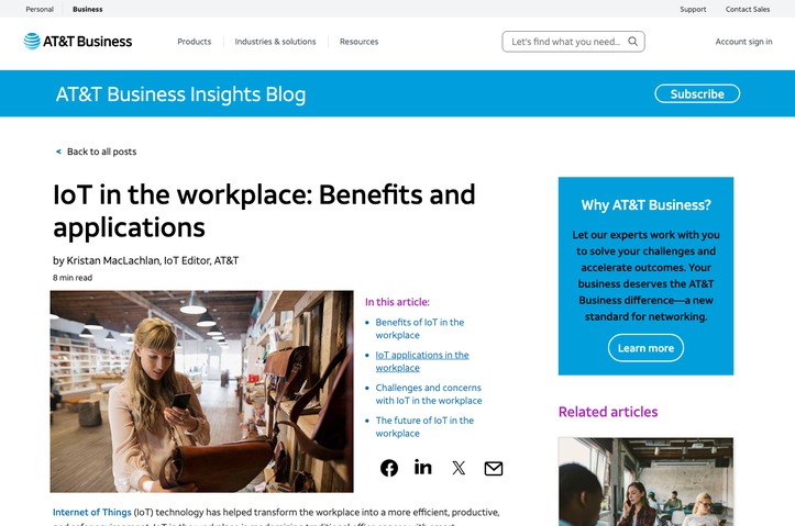 Connectivity_Connectivity-IoT in the Workplace Article by AT&T Multimedia Services