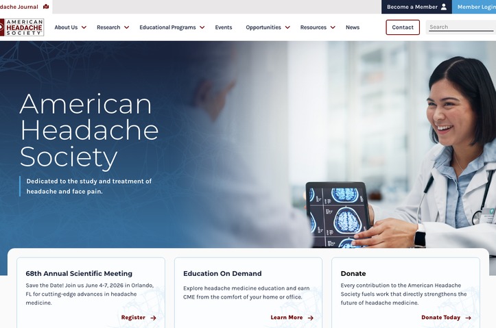 American Headache Society Website Redesign by Brolik